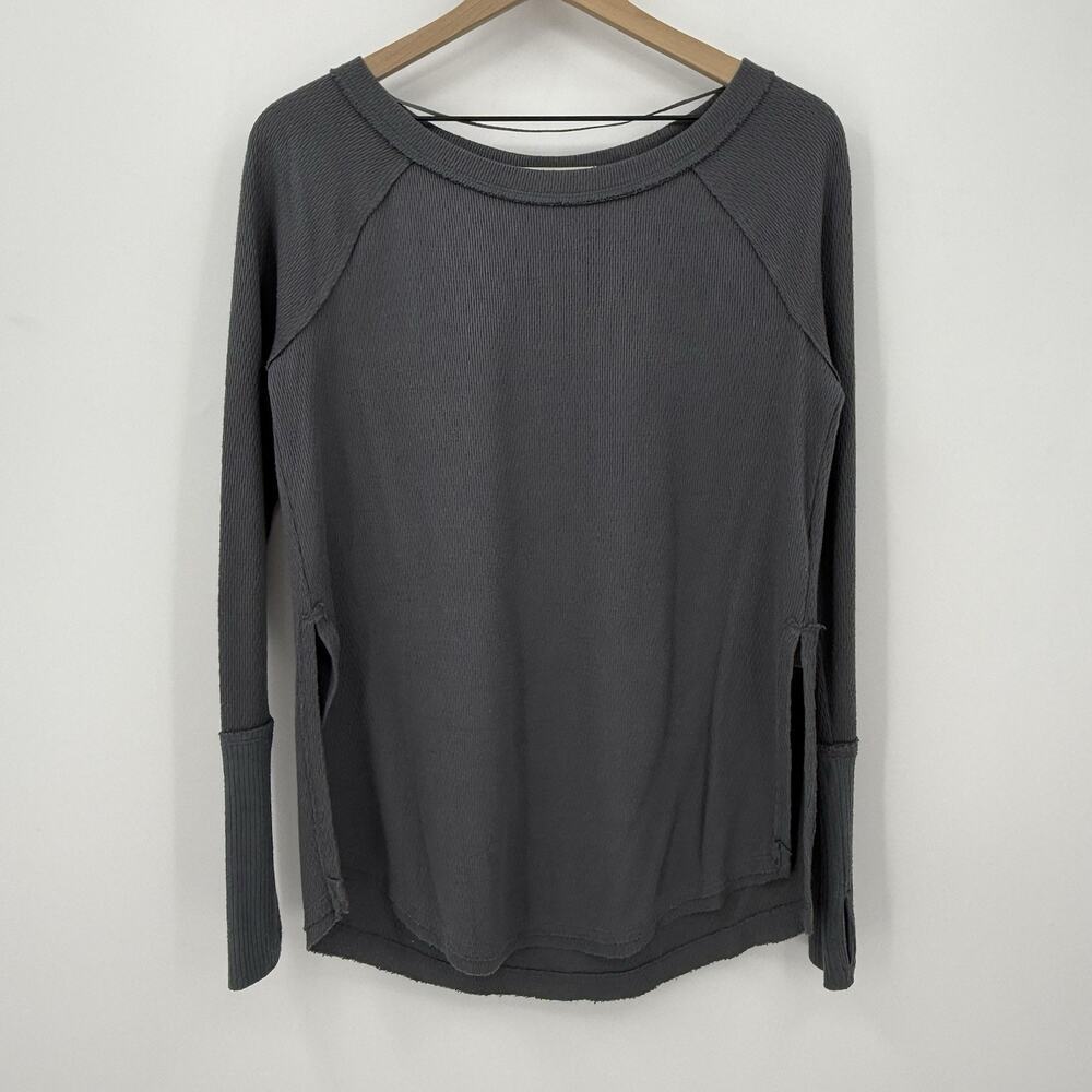 Free People Thermal Top XS Women's Grey Boho Minimalist Loungewear Grunge Comfy‎